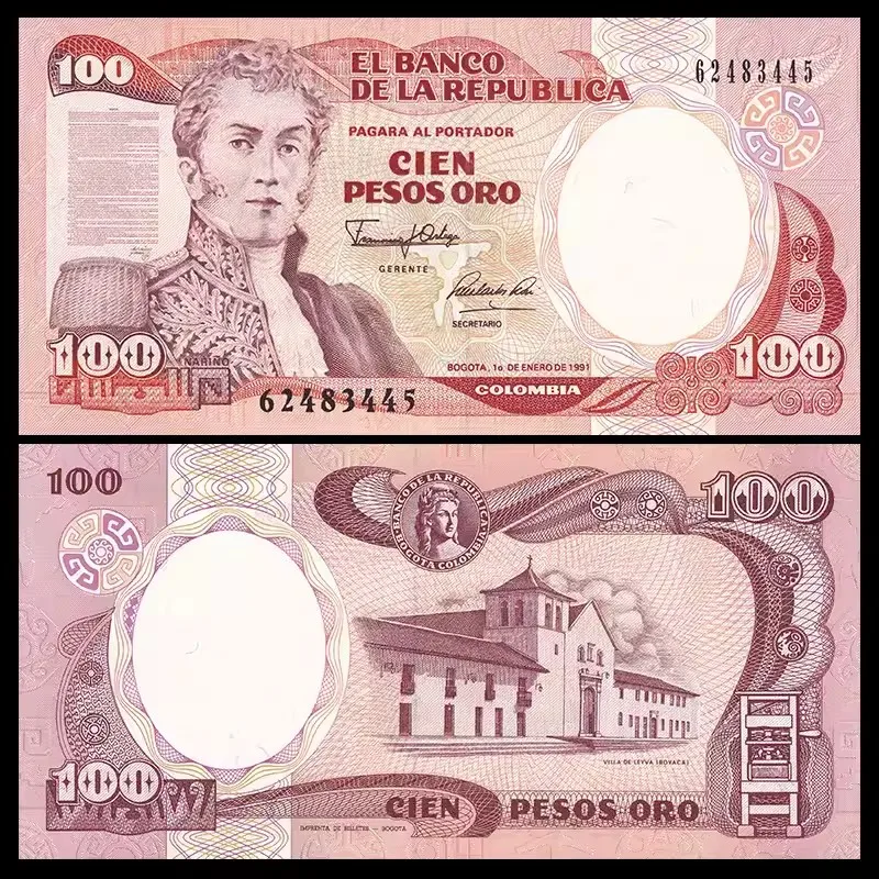 Original Colombia 100 Pesos Old Paper Money 1991 Banknotes Brand New UNC Non-Circulating