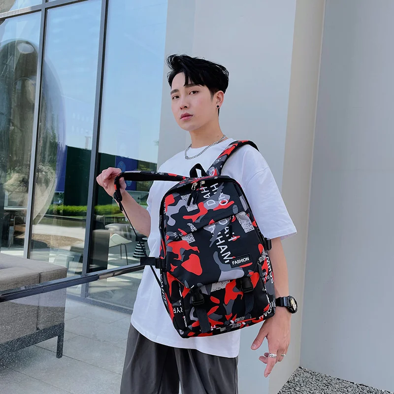 Backpack men's backpack high capacity campus teenagers high school junior high school students schoolbag men's fashion trend