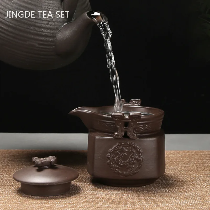 Antique Purple Clay Hand Grab Pot Chinese Yixing Zisha Teapot Household Filter Beauty Kettle Portable Tea Maker Drinkware