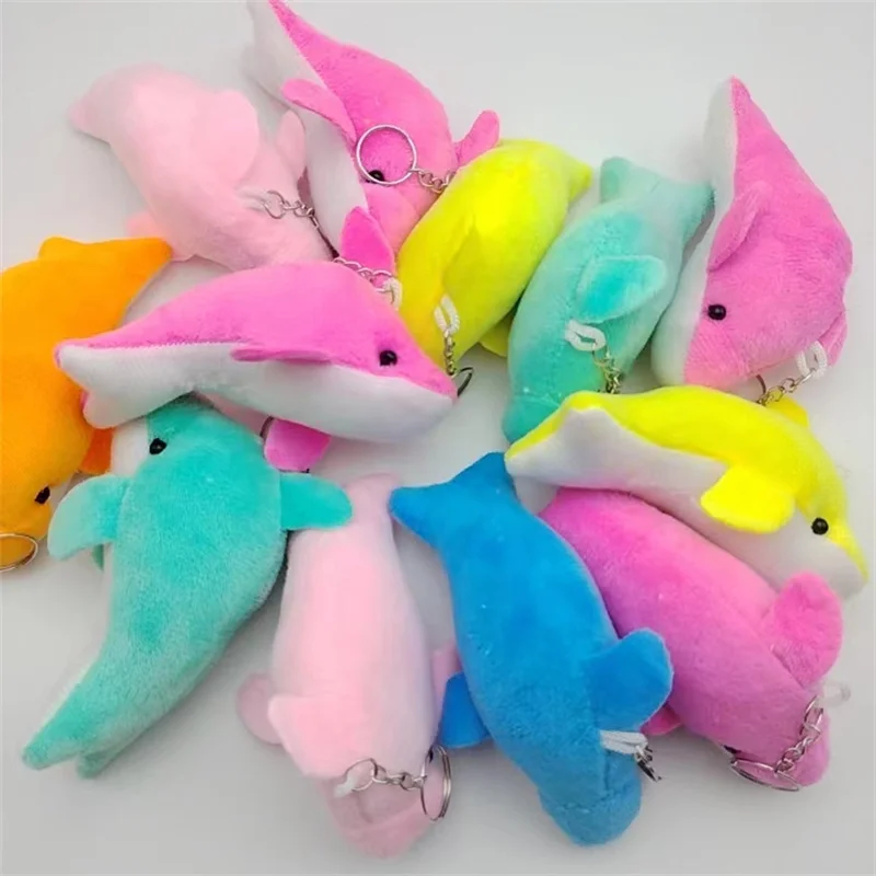 30Pcs Cute Dolphin Plush  Keychain Animal Key Rings For Women Bag Pendants Wedding Party Birthday Gifts