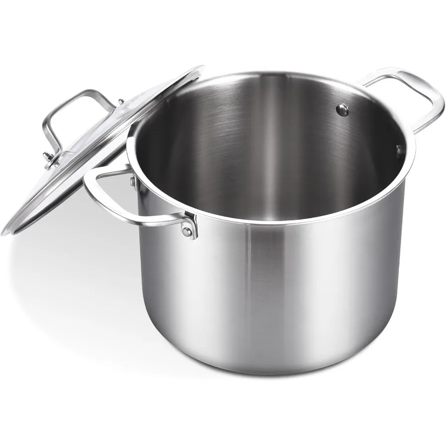 

Кастрюля емкостью 6 литров с крышкой из трехслойной нержавеющей стали для приготовления пищи на высоком каблуке Идеально подходит для приготовления супов и соусов Цл.