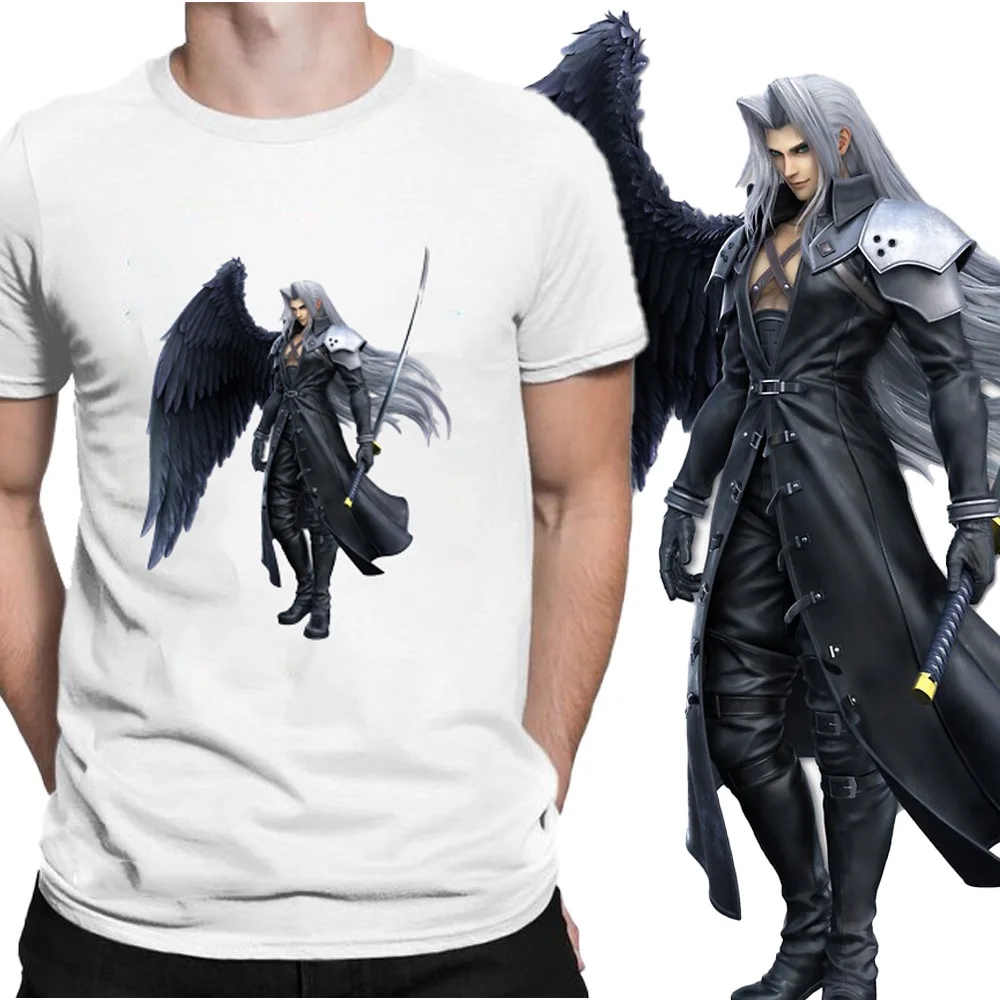 Men Final Fantasy VII Cloud Sephiroth T Shirts  FF7 Video Game Clothes Short Sleeve Crew Neck Tee Shirt New Arrival T-Shirt