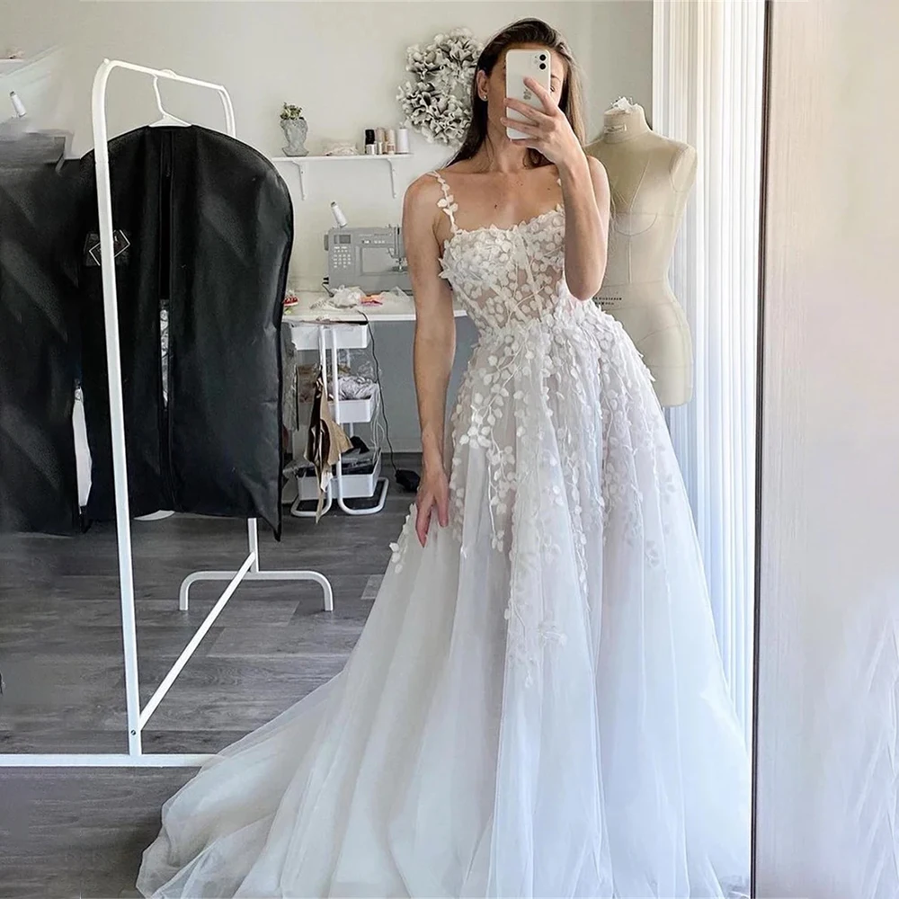 فساتين زفاف شعبية بحزامين من الدانتيل على شكل حرف A مصنوعة حسب الطلب 2025 Rode De Morrie