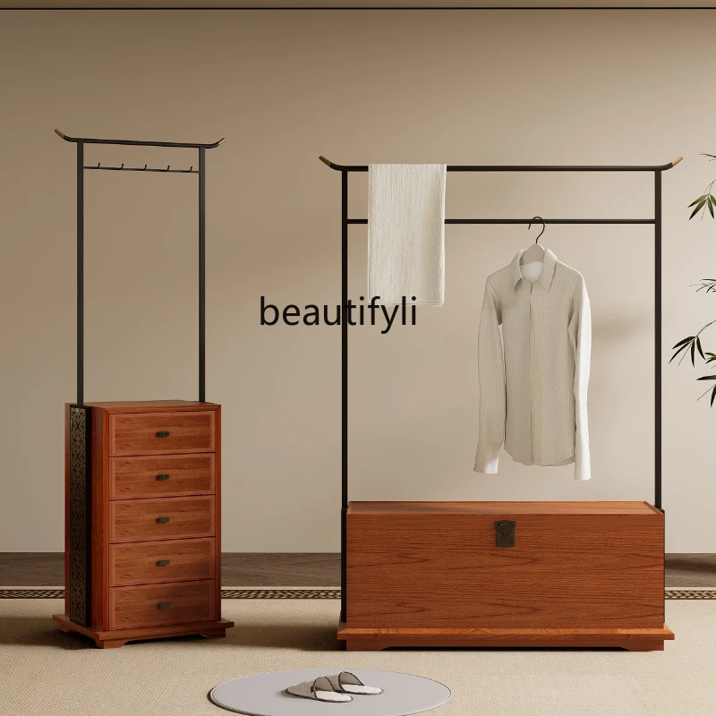 

New Chinese coat rack, chest, floor-to-ceiling home bedroom, multi-functional rack with drawers