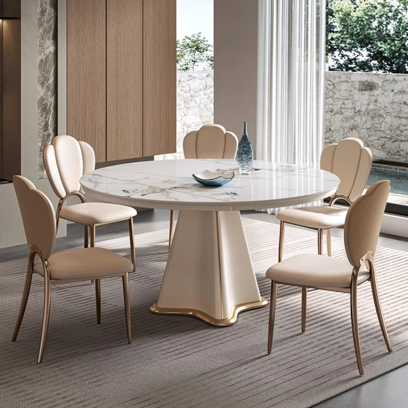 

Party Event Italian Folding Tables Luxury Design Restaurant Modern Round Dining Table 4 Chairs Mesas De Jantar Home Furniture