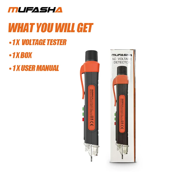MUFASHA Non-Contact Voltage Detector Electrical Pen AC Voltage Tester Smart Breakpoint Finder 12-1000V