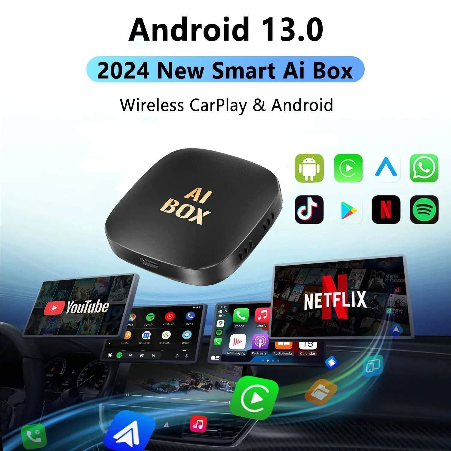 

Android 13 Carplay Smart Ai Box Android Беспроводной CarPlay Android Auto Adaper Для Netflix Для автомобилей Интеллектуальные системы YouTube