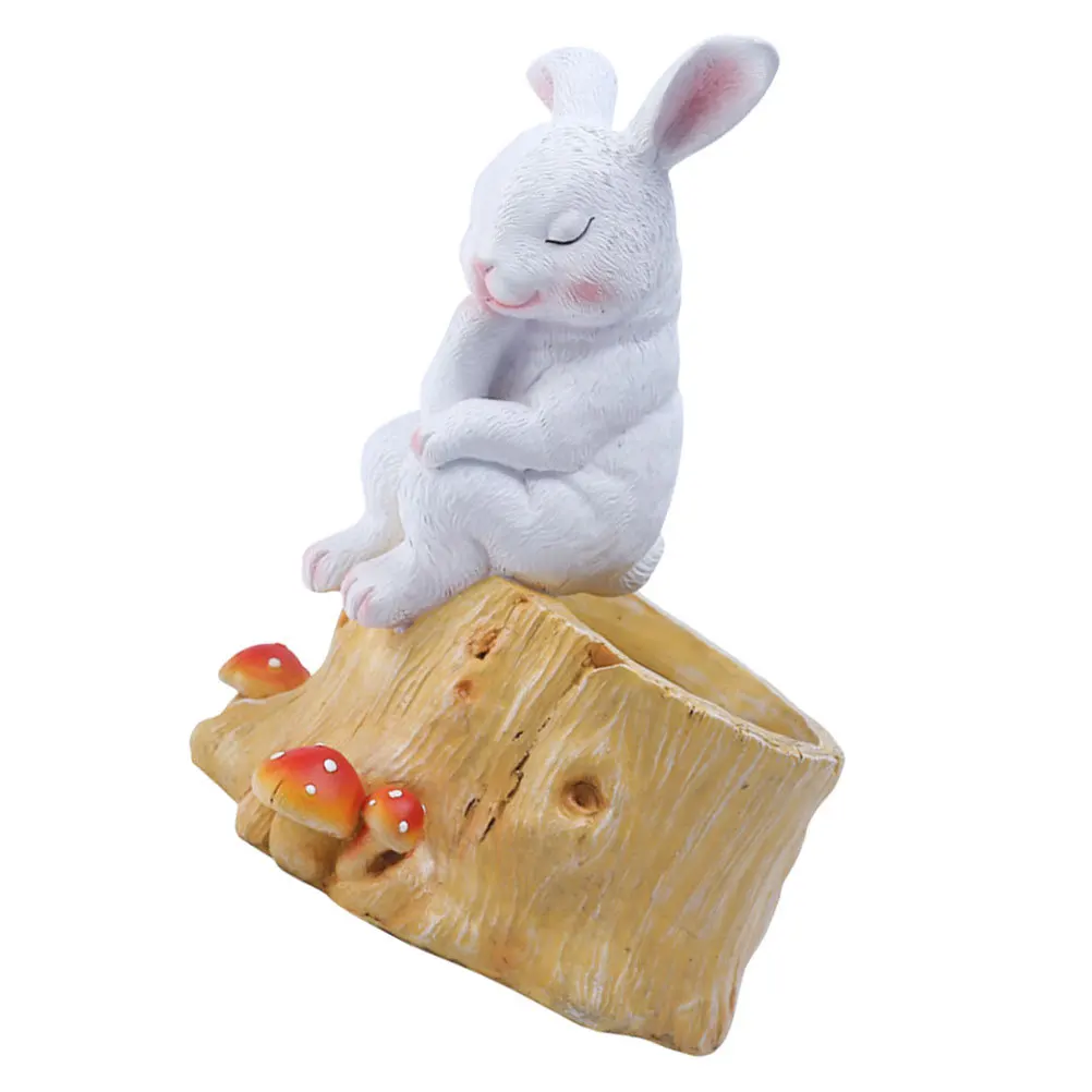 

1Pcs Succulent Plant Pot Resin Decorative Flowerpot Small Creative Balcony Yard Lawn Adornment Garden Succulent Container Rabbit