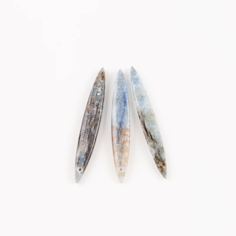 3PCS Blue Kyanite  Fashion Jewelry Earring Beads Charm Gift Accessories Semi-precious Stone Handmade Natural Jewelry 20x12mm5.5g