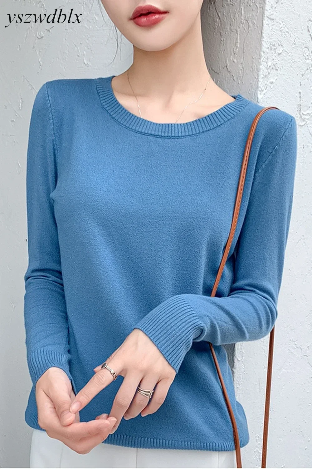 YSZWDBDLX Womens Sweater Spring Autumn O-neck Loose Solid Cashmere Pullovers Woman Sweaters Basic Bottoming Shirt Knitted Tops