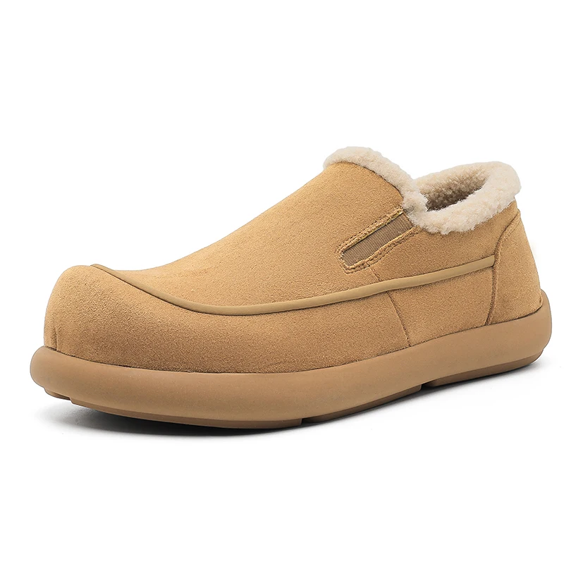 Sepatu Pria Musim Gugur/Dingin Kasual Berlapis Bulu Hangat Sepatu Bot Salju Musim Dingin Tahan Dingin Sepatu Kerja Komuter Sepatu Bot Berlapis Katun