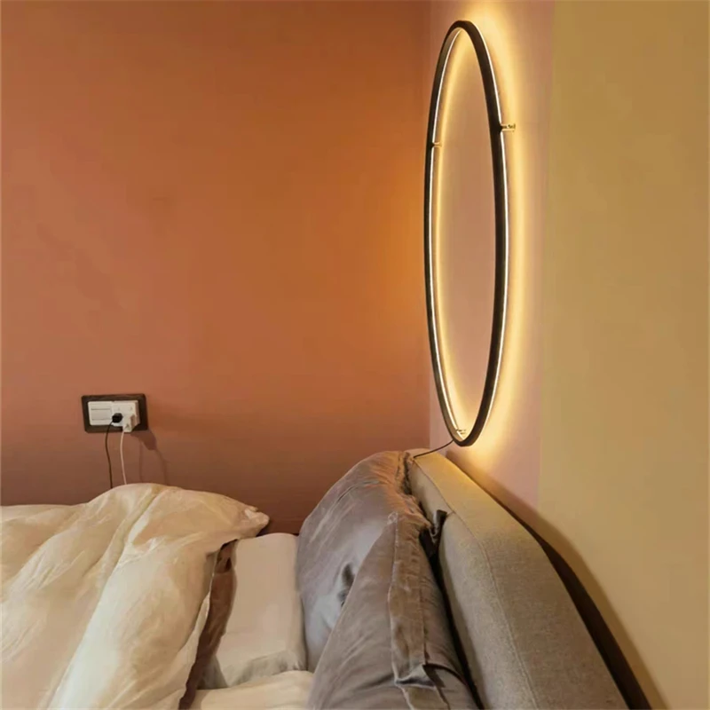 Modern Minimalist Led Wall Light Circle Bedroom Bedside Lamp Background Home Decor Wall Sconces  Living Room Hall Wall-Light