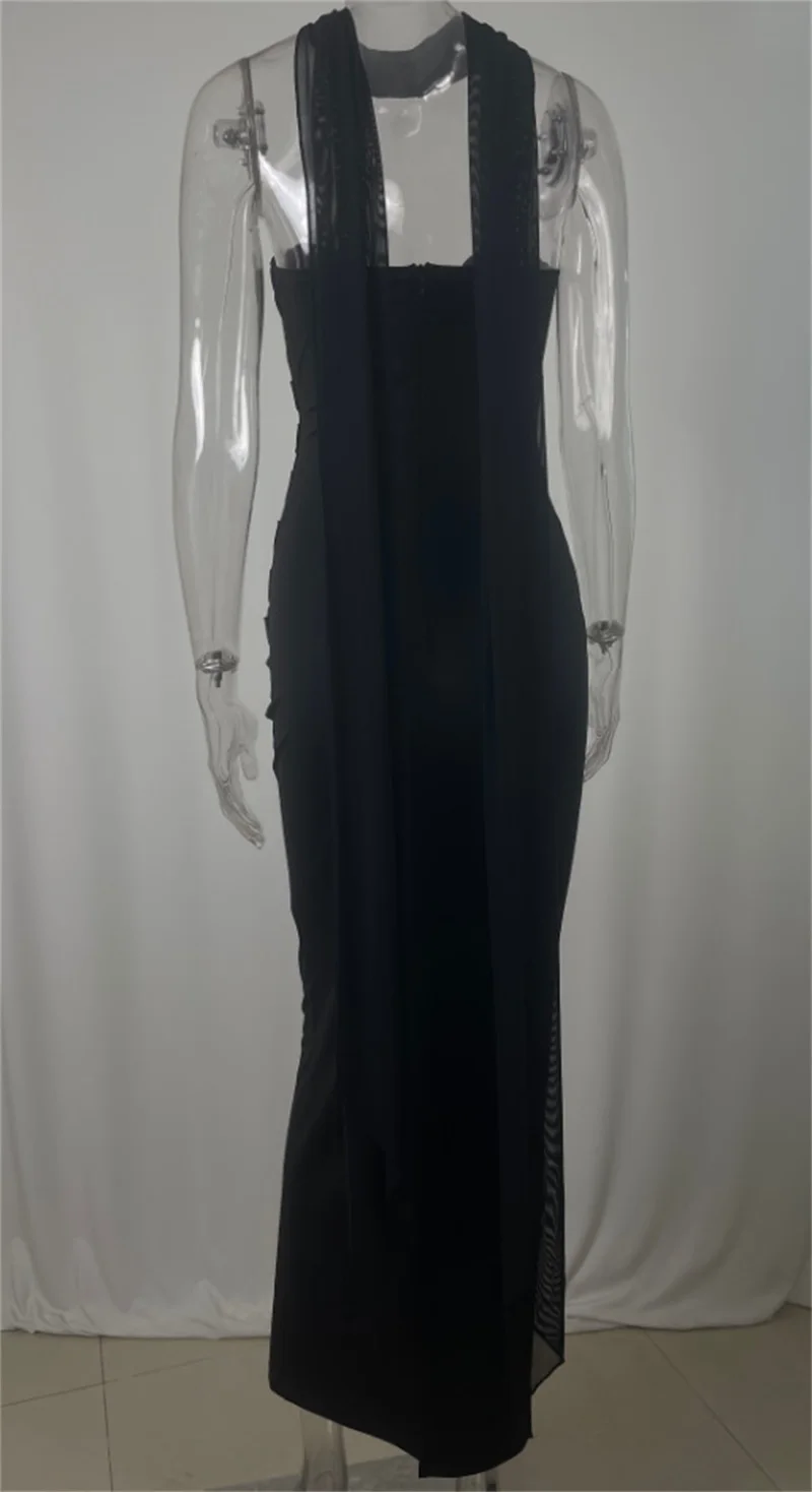 وشاح طويل للحفلات الراقصة، فستان مثير على شكل قلب بدون أكمام، غمد طويل رسمي لحفلات الزفاف، رداء ضيف بسحاب خلفي، فستان زفاف للحفلات المسائية #5