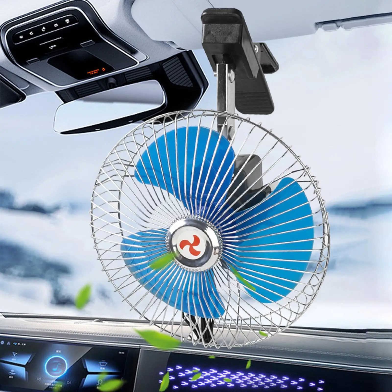 Car Cooling Fan 24V Auto Oscillation Vehicle Clamp Fan Universal Summer Electric Fan For Automotive Truck Sedan SUV RV view 2