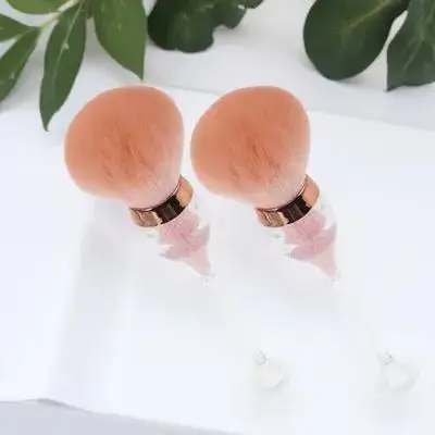 2Pcs Nail Dust Brush Wine Glass Design Soft Bristles Portable Manicure Nail Art Tool Powder Removal Cleaning Brush for Home