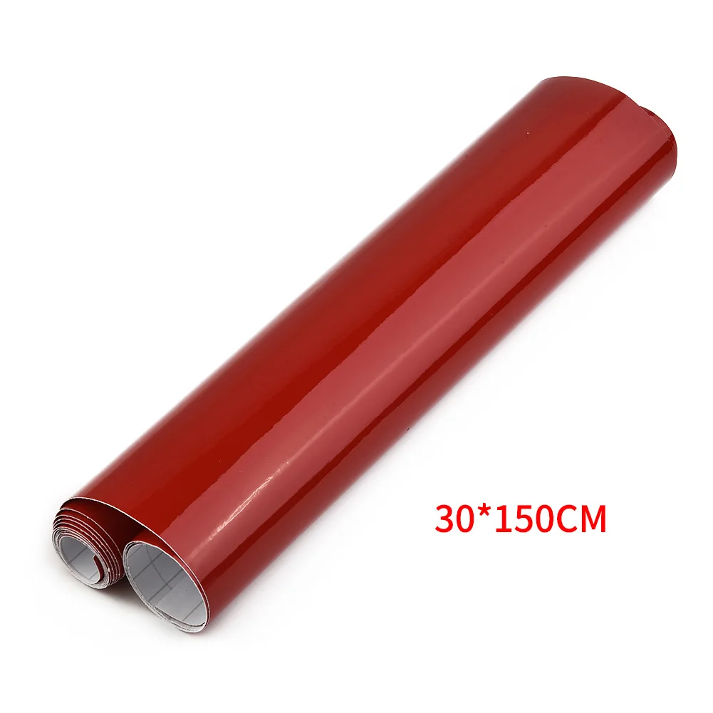 Red Vinyl Wrap Material with Super Gloss Coating for Car Door Panels Bumper Inserts and Gadget Customization 30 x 150 CM