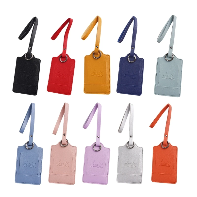 

H3CB PU Luggage Name Label Waterproof Design with Detachable Cards Holder Perfect for Business Travel and Train Commutes