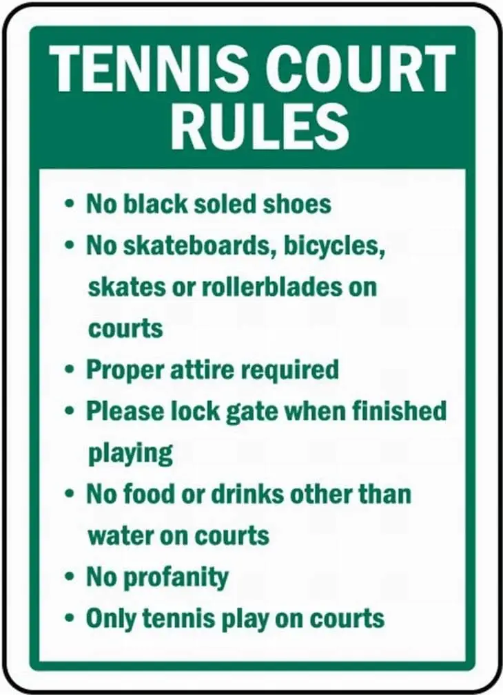 Y1,Tennis Court Rules Safety Sign Notice Warning  Tin Metal-aluminum