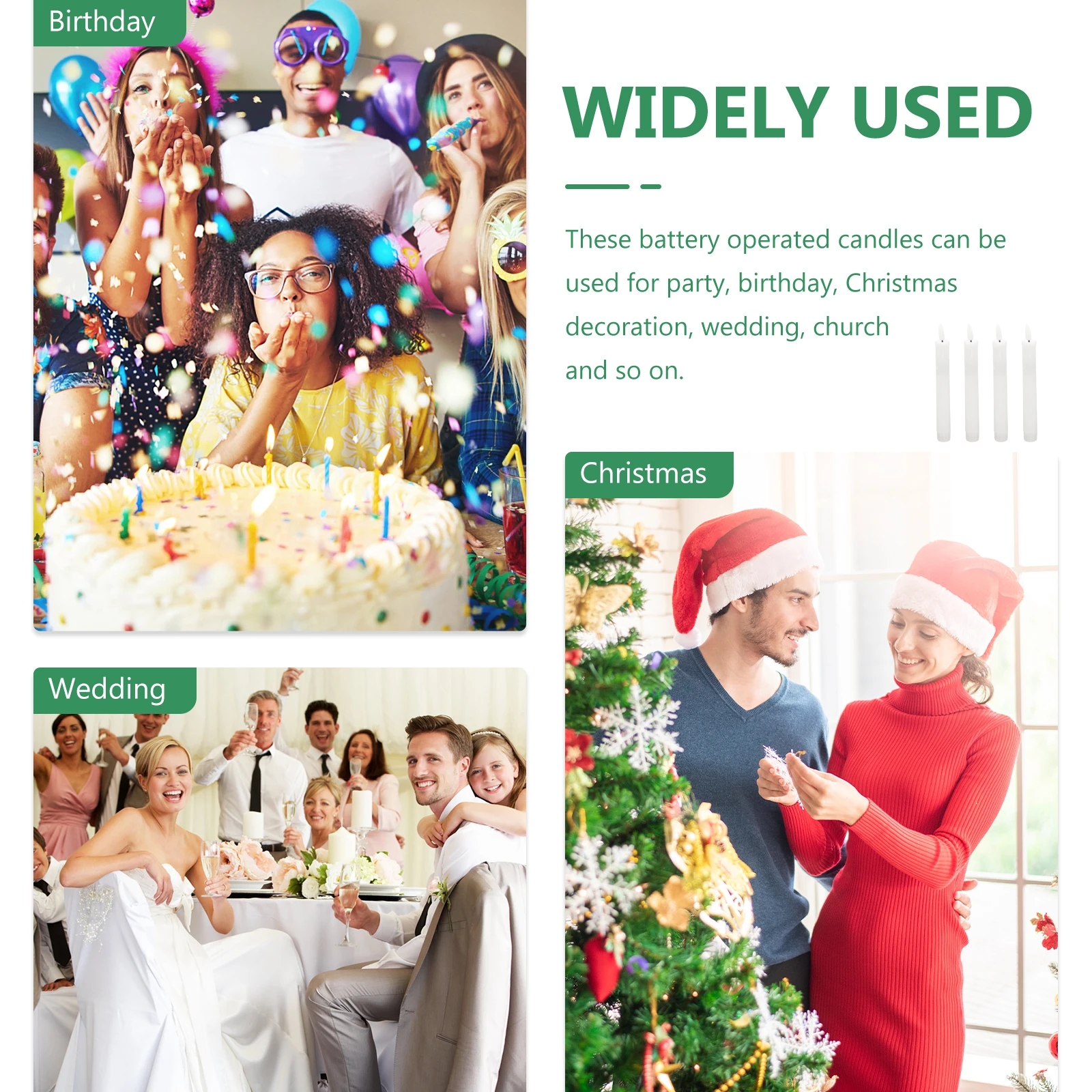 

6Pcs Remote Control Electronic Flameless Taper Candles Operated Flickering LED Candles for Party Wedding Christmas Decor