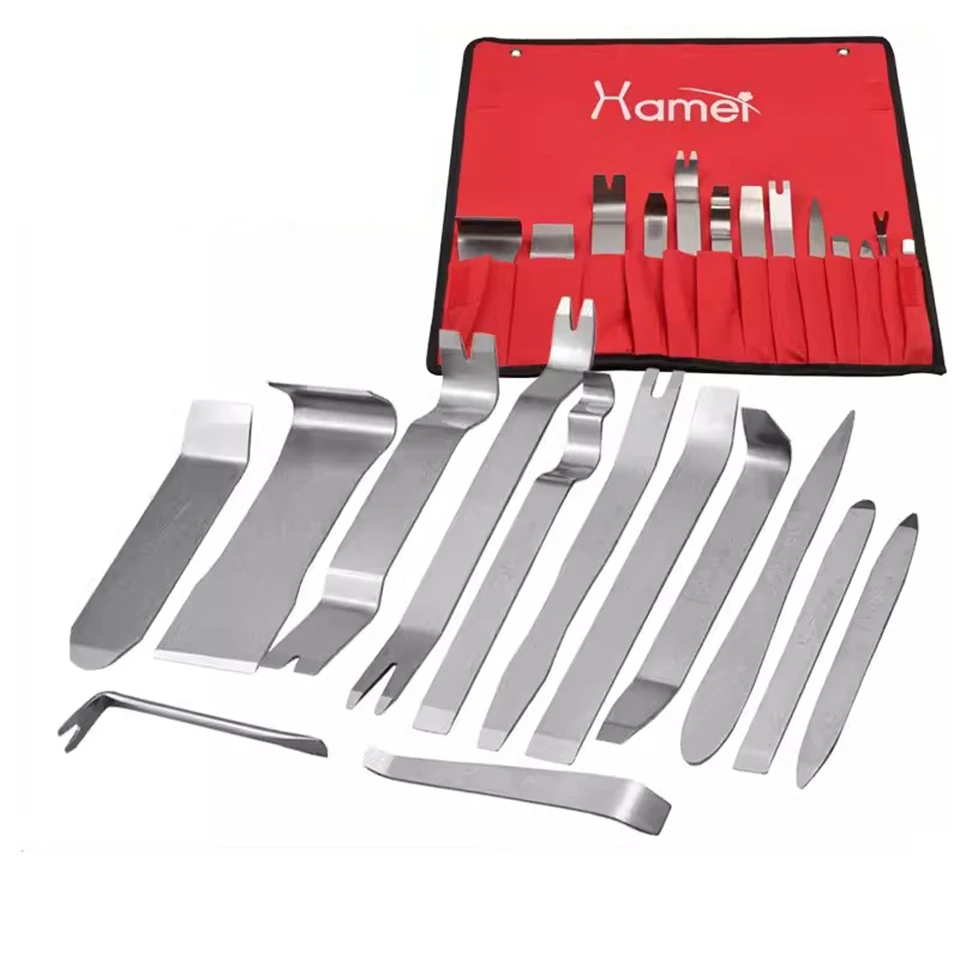 13 Pcs Metal Trim Removal Tool Auto Fastener Remover Pry Tool, Easy Removal of Car Door Panel, Audio Radio Panel, HM-1398A