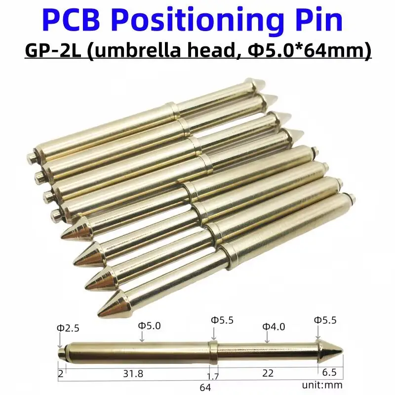 GP-2L Positioning Column 5.0mm Umbrella Head Locating Pin 64mm Test Fixture Spring Column Jig Positioning Pin Durable.