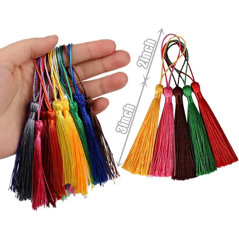 100-500 sztuk 13cm jedwabiste frędzle z pętlą na przewód ręcznie robione miękkie błyszczące zakładki Tassel do tworzenia biżuterii DIY Craft akcesoria do szycia