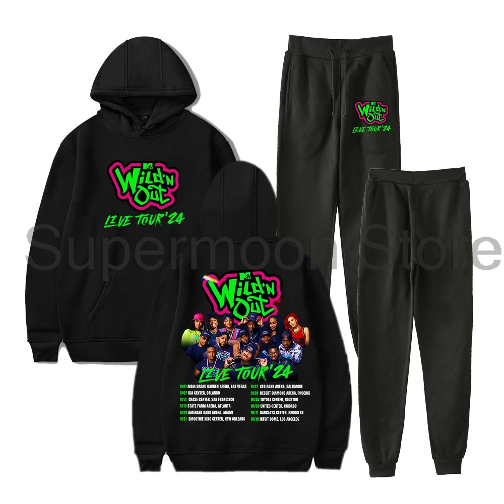 

Wild'N Out Live Tour 2024 Merch Hoodies Jogger Pants Two Piece Set Sweatshirts+Sweatpants Women Men's Set