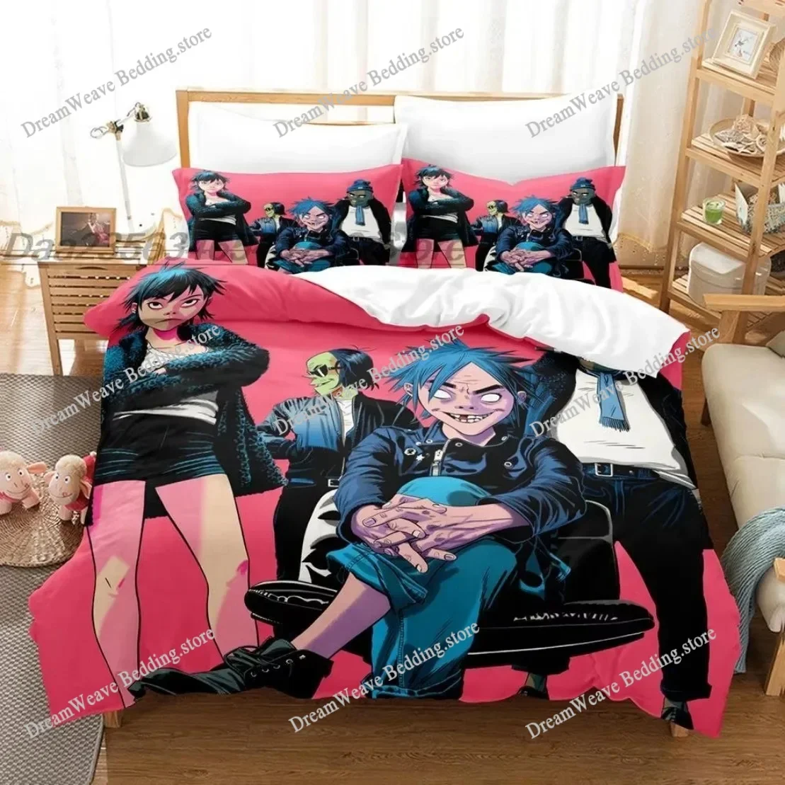 

Music Band Gorillaz Bedding Set Anime Duvet Covers Double Bed Twin Size Bedding Quilt Cover Cartoon Children's Bed Set for Home9