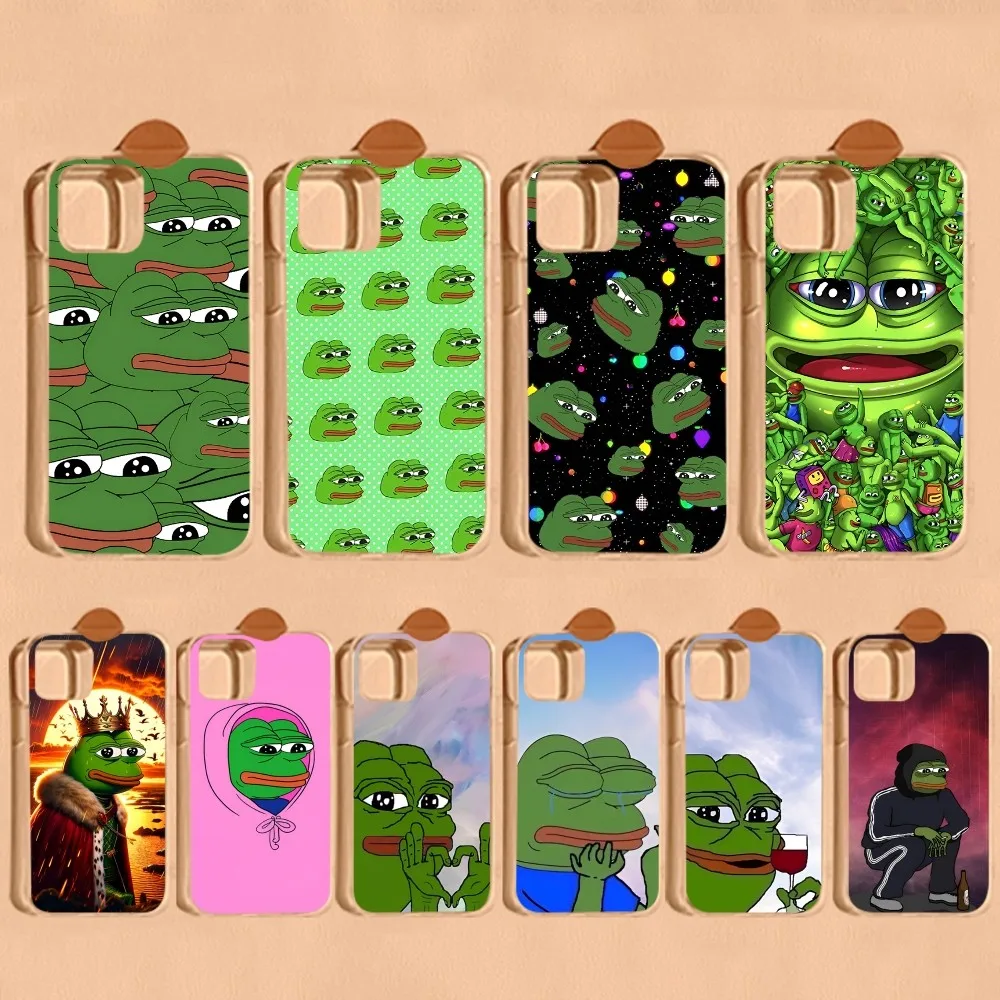 Funny Sad Frog pepe meme Phone Case For iPhone 15 14 13 12 Mini 11 Pro XS Max X XR SE 6 7 8 Plus Soft Silicone Cover