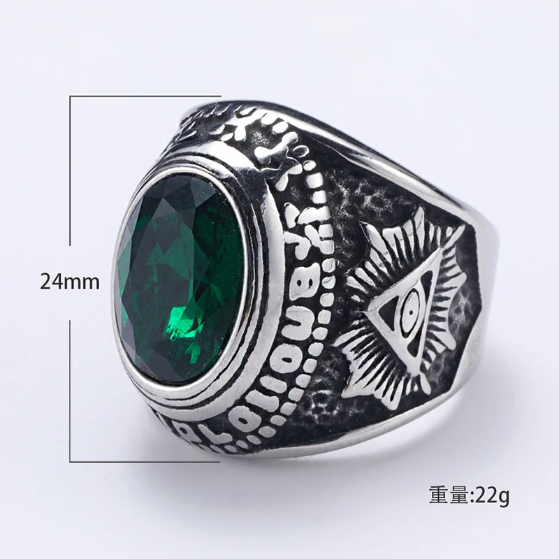 Punk Rock Solid Titanium Steel Illuminati The Eye of God Satan Ram Round Finger Rings for Men Retro Jewelry Gold Silver Color