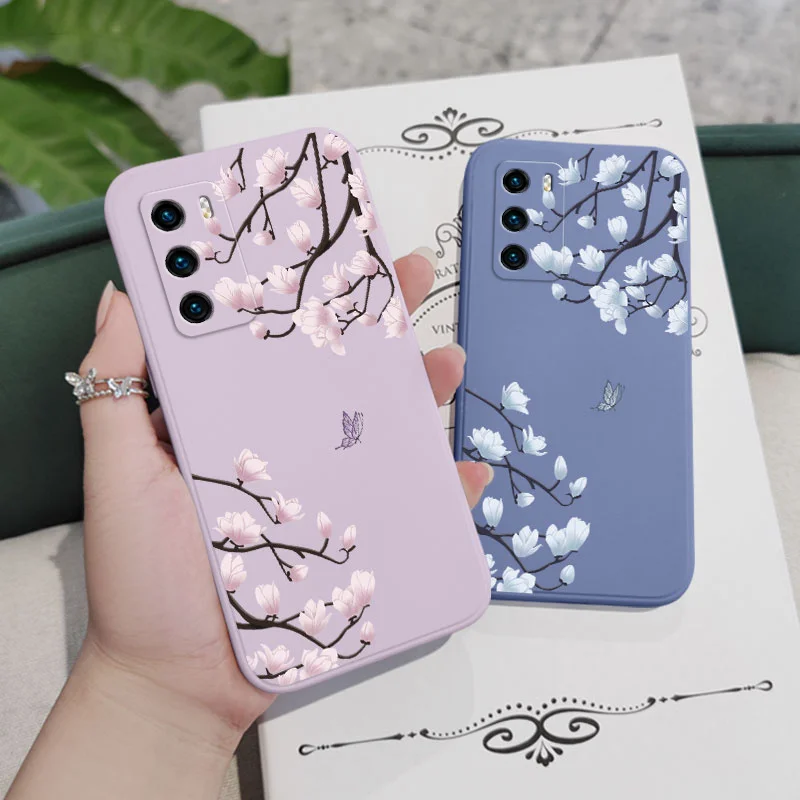 Tree Branch Phone Case For Huawei P40 P50 P30 P20 Pro Lite Nova 5t Y7A Mate 40 30 20 Pro Lite Liquid Silicone Cover