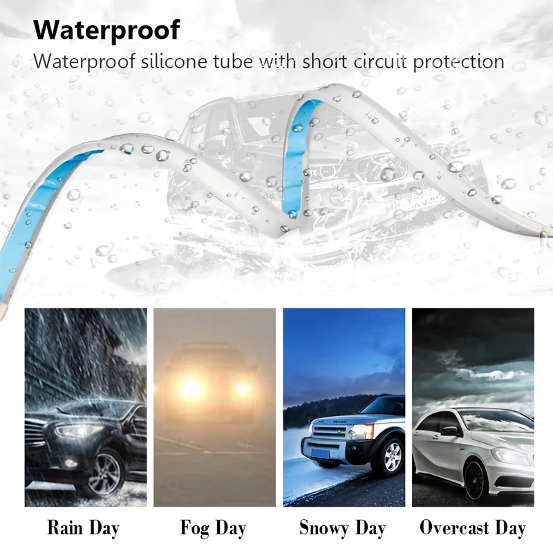 2pcs Drl For Cars LED Lighting Strip Daytime Running Lights Flexible Waterproof Strips Light 12V Car Accessories Auto Headlight