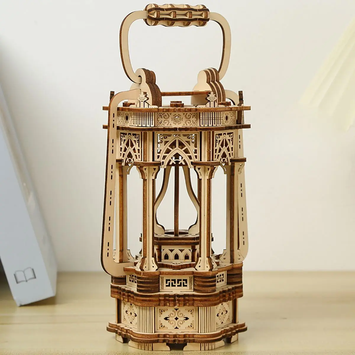 Minimally Retro Bedroom Living Room Attic Wooden Hand-Held Tang Dynasty Lamp Handmade Diy Wooden Puzzle Ornament