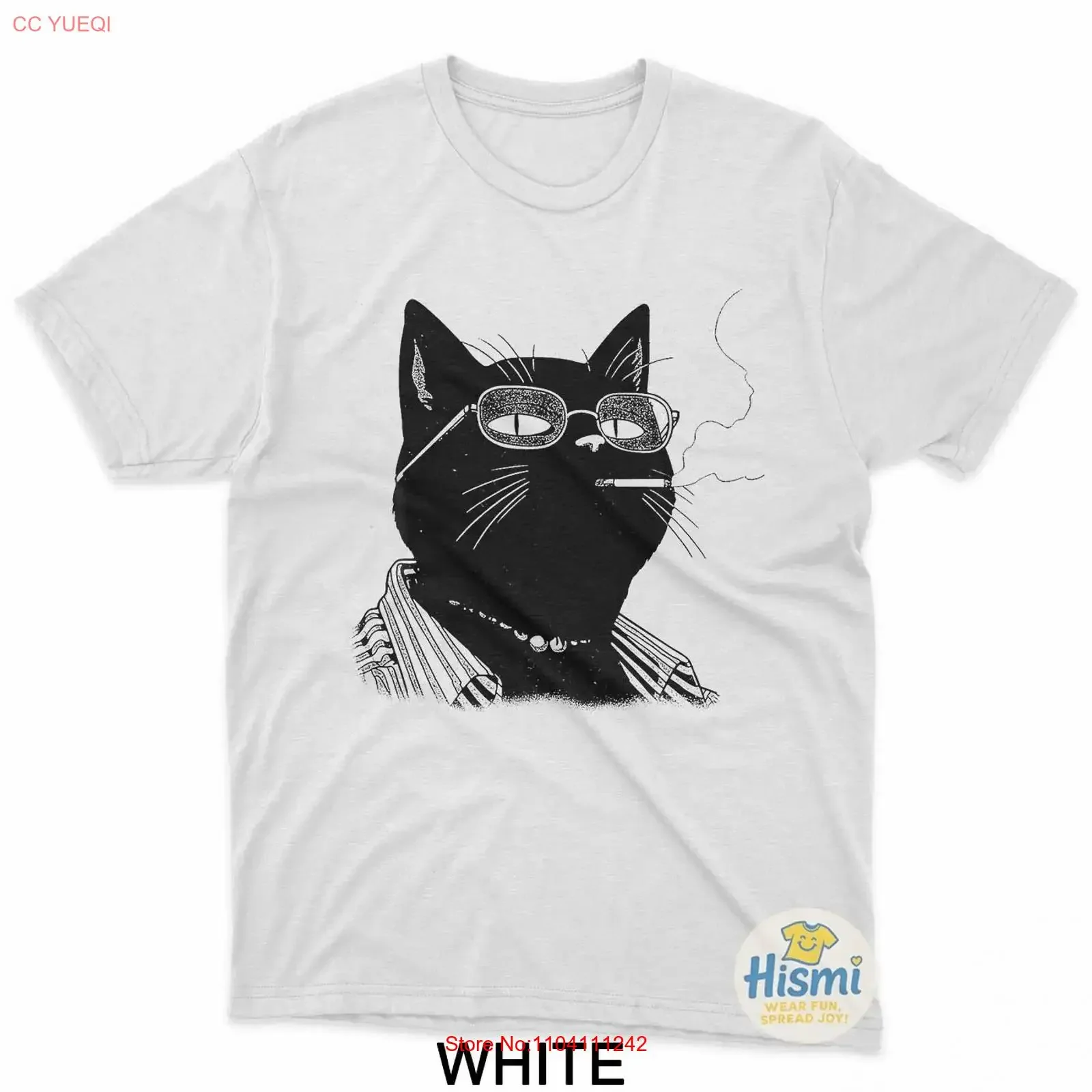 Funny Japanese Smoking Black Lucky Cat Manga Minimalist T Shirt vintage Washed Soft Casual Stretched homme fashion streetwear
