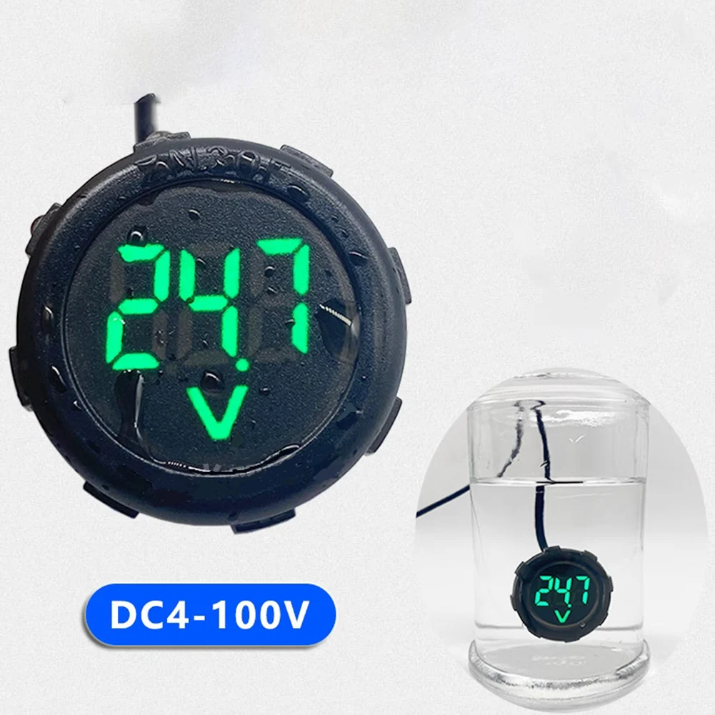 

DC 4-100V LED Display Voltmeter Round Two Wire Panel Voltage Meter DC Touch Voltage Tester For Car Boat Marine