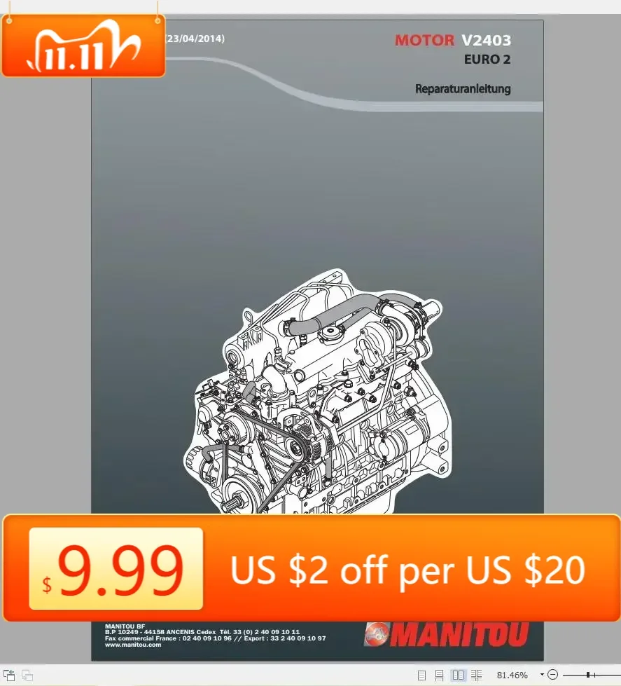 TruckEPC Manitou Machinery 2.72 GB PDF German Language 2022 Repair Manual DVD