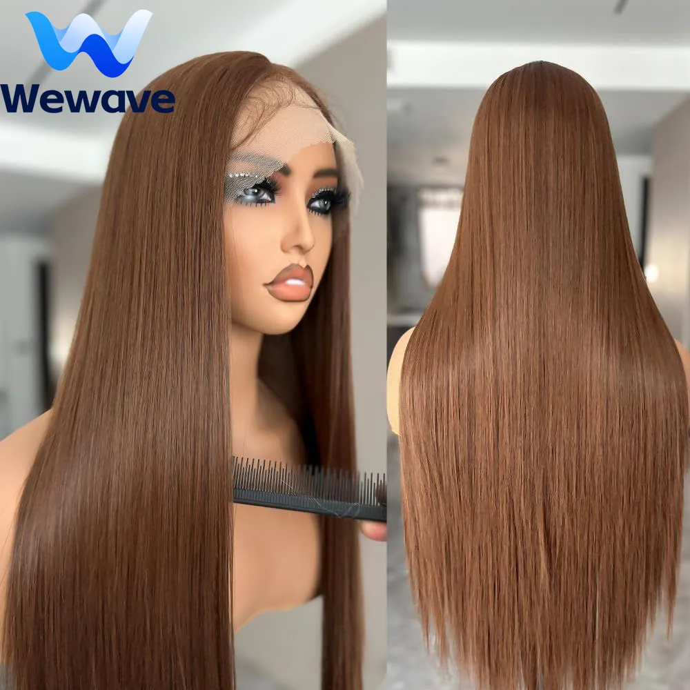 

Wewave Brown Human Hair Wig 13x6 13x4 Chocolate Brown Wig Straight Human Hair Wigs Pre Plucked Bleached Knoted 200% Density