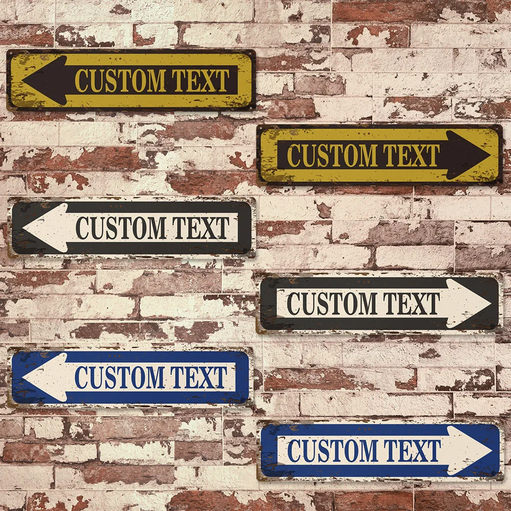 1pc Personalized Custom Arrow Metal Street Sign with Your Text for Street School Business Yard House Decor - Durable Customized