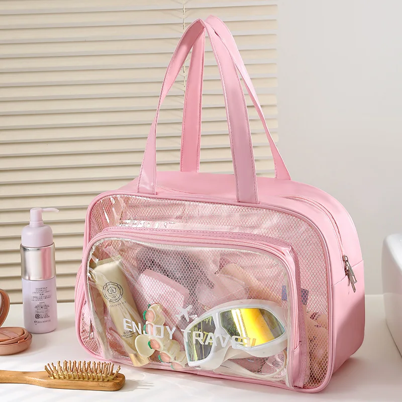 Travel Storage Bag Dry and Wet Separation Sports Swimming Toiletry Bag with Shoe Travel Bag Portable PU Cosmetic Bag makeup bags