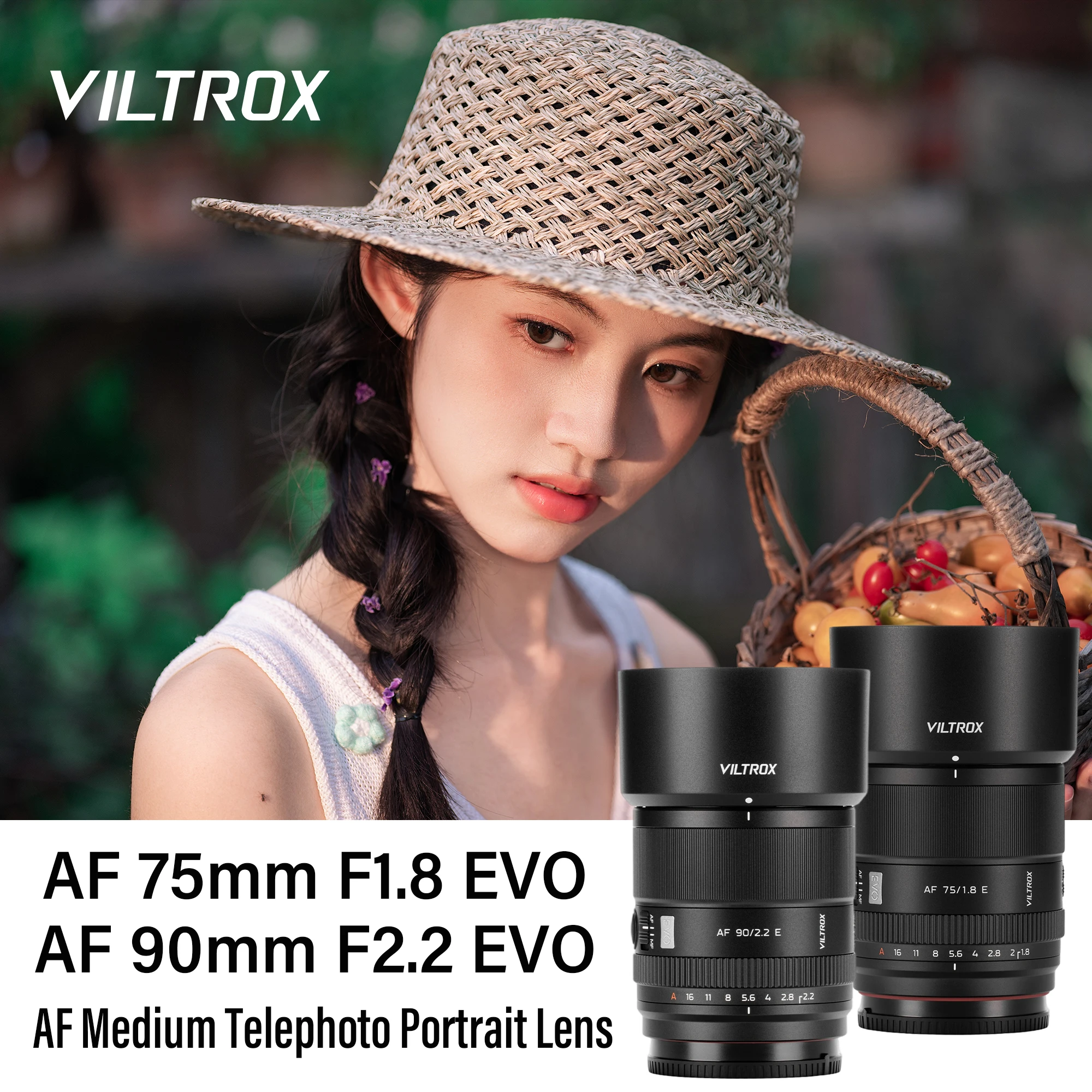 Lente de Cámara Viltrox AF 75mm F1.8 90mm F2.0 EVO APS-C, Teleobjetivo Medio, Lente Principal para Bodas, Eventos, Vlogs y Videos para Sony, Nikon, Fujifilm