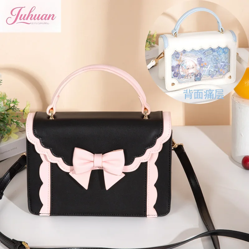 2025 اليابانية الحلو جديد حقيبة مربعة صغيرة المرأة القوس لوليتا حقائب حقائب كتف جميلة المألوف تنوعا حقيبة ساعي السيدات #3
