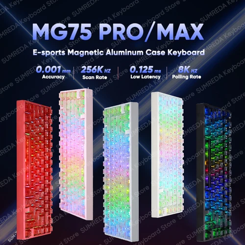 Imagen 1 del producto IROK MG75 PRO MG75 Max Teclado mecánico magnético para juegos RT0.001mm 8K 0.125ms retardo de aluminio RGB teclado de juego con cable de intercambio en caliente