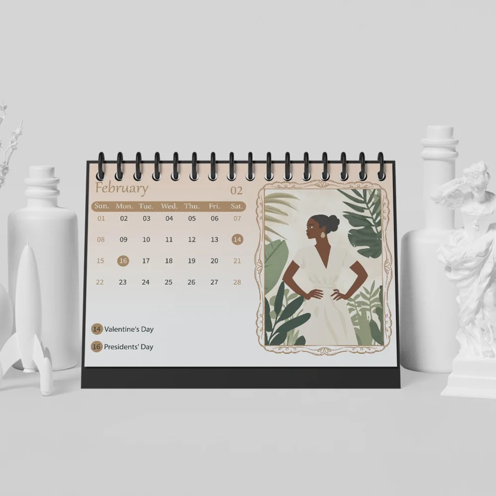 1 قطعة تقويم 2026، موضوع المرأة السوداء الكرتونية، جدول شهري لمدة 12 شهرًا، تقويم مكتبي، هدية مثالية لأعياد الميلاد وعيد الميلاد #3