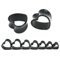 2PC Acrylic Black White Heart Shaped Hollow Transparent Ear Gauge Piercing Clear Ear Tunnel Ear Expander Body Jewelry 4mm-25mm