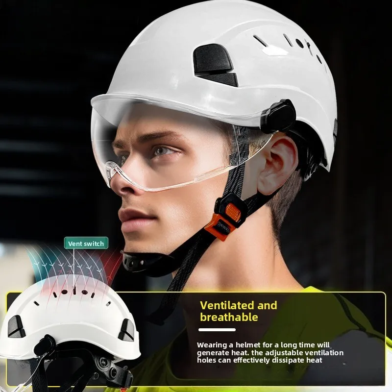 CE Construction Safety Helmet With Visor Built In Goggles For Engineer ABS Hard Hat ANSI Industrial Work Cap Head Protection New