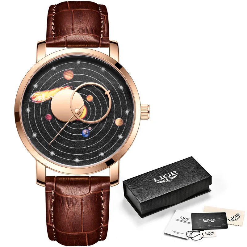 2023 orologi da uomo Fashion Milky Way Planet Creative Earth orologio da polso al quarzo orologio sportivo in pelle per uomo orologio Relogio