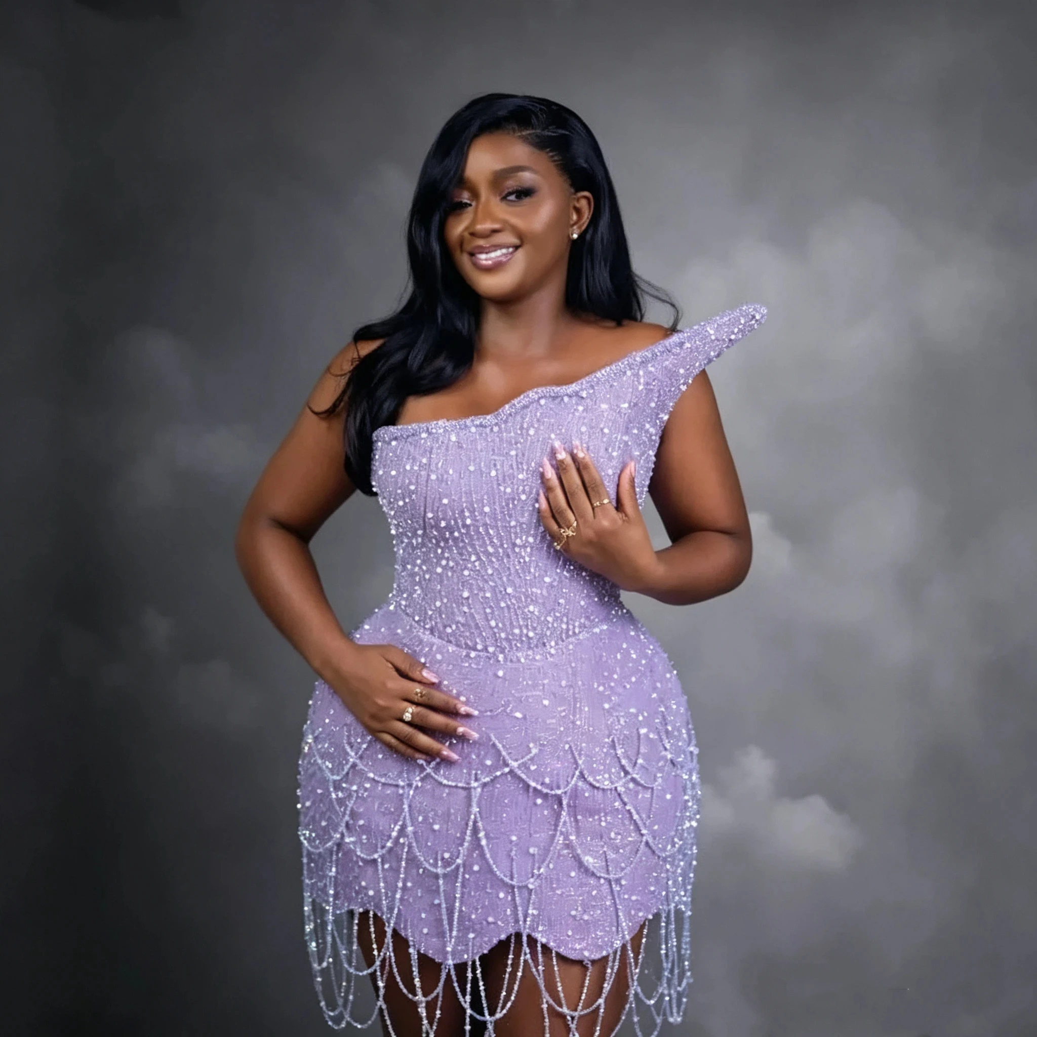 One Shoulder Beaded Lace Evening Dress Tassel Bodycon Short Prom Dress African Women Birthday Party Cocktail Dress Customized