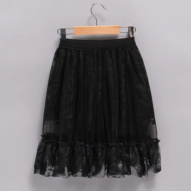 2025 Summer Children's Irregular Ruffled Lace Skirt Mid Length Parent Child Tiered Lace Dress​