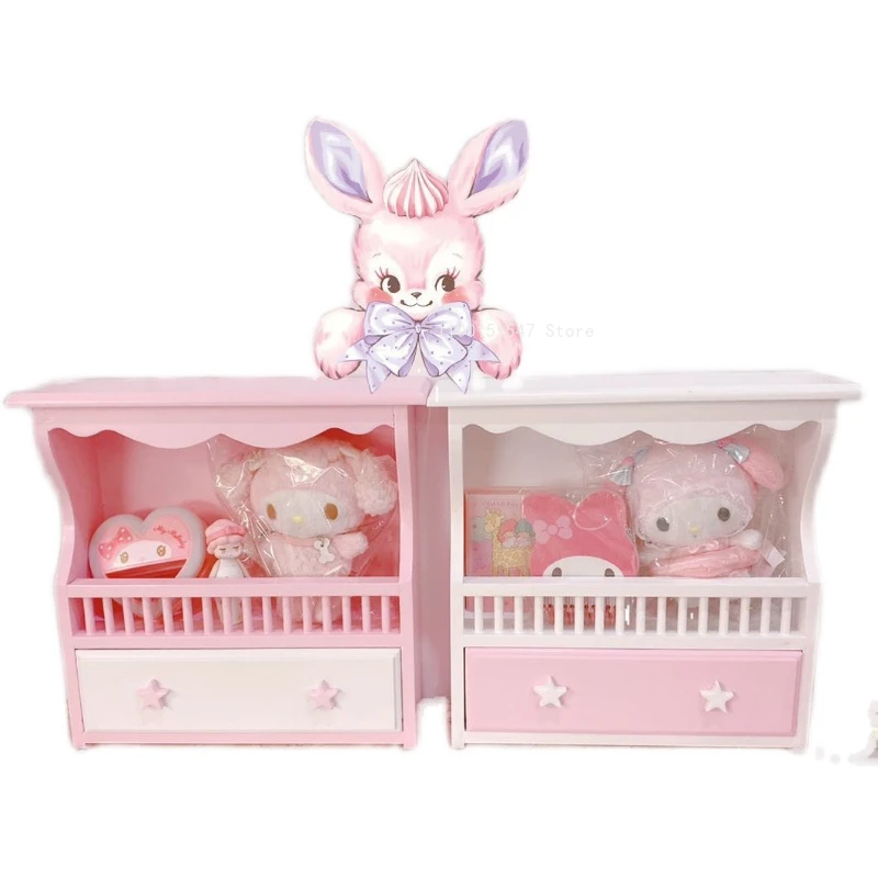 Pink Wooden Storage Rack Girls Room Decoration Desktop Storage Box Display Rack Can Be Hung on The Wall Home Organizer