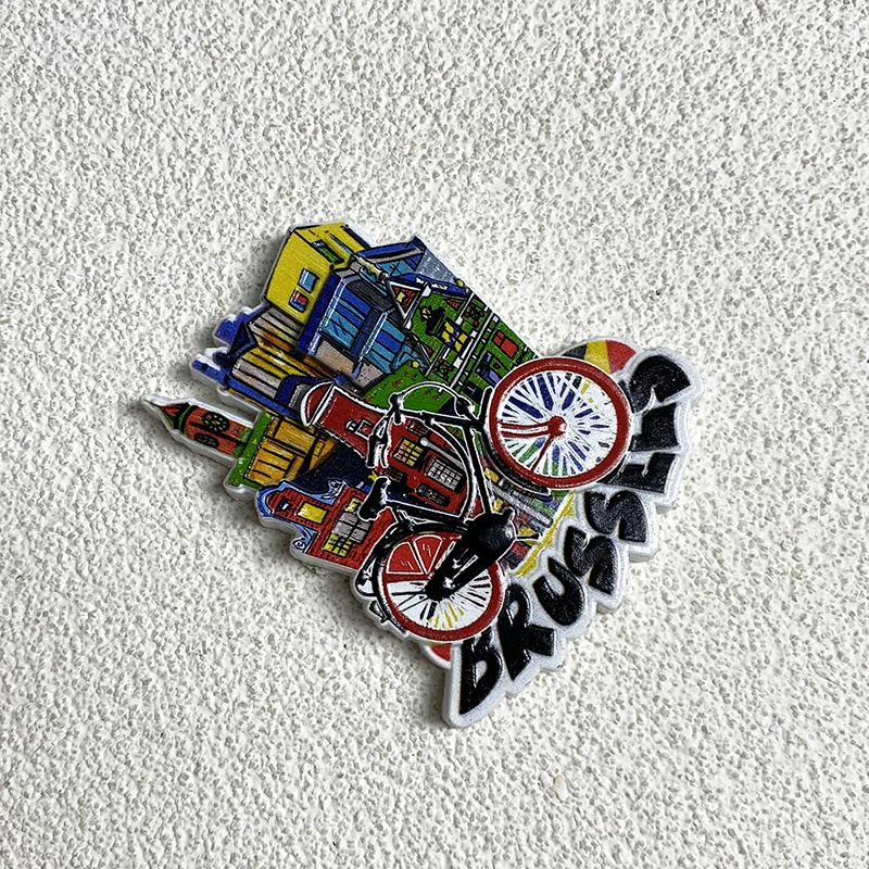 

3D Resin Magnet Brussels Bike Cityscape - Belgium Cultural Value - Historical Landmark - Strong Magnet for Refrigerator